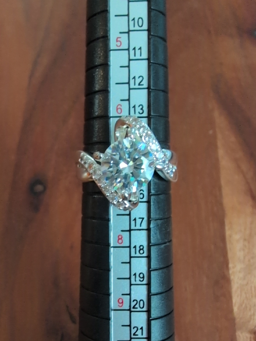 Charter Club Silver-Tone Swirl Ring with Round Clear Stone